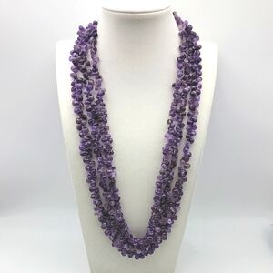 600 Cts Natural 3 Strand Purple Amethyst Beads Natural Gemstone Beaded Necklace